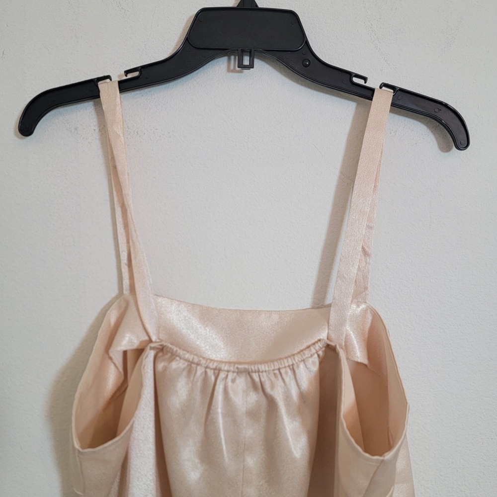 Vintage 90s Laurence Miller Satin Top Made in USA Sz 14 Champagne Cami Top Beige - Picture 7 of 9